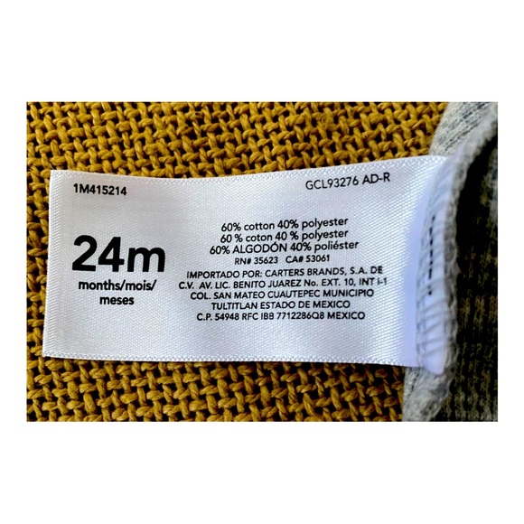 Carters Baby Gray Long Sleeve Jumpsuit 24 MO (1 Pc) Never worn Soft Waffle Knit - Picture 8 of 9